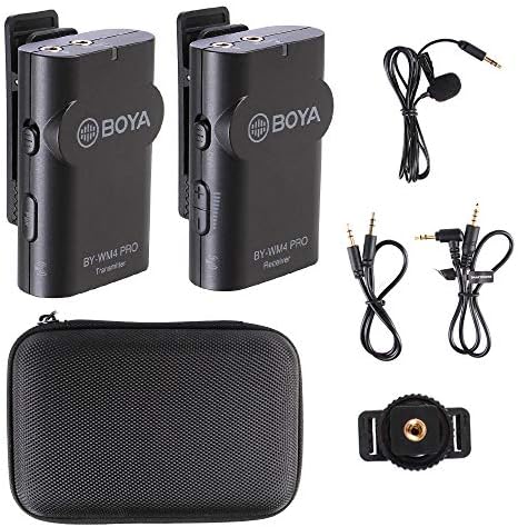 BOYA ile-by-WM4 Pro 2.4 GHz Kablosuz Yaka Mikrofonu Kaydedici Kitleri (Verici + Alıcı) DSLR Kamera Kamera Smartphone