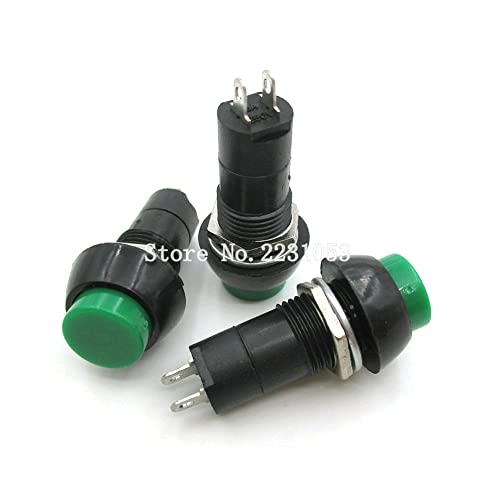 5 ADET / GRUP 2 Pin Plastik 12mm Basma Düğmesi Mandallama Anlık Anahtarı 3A 150V Yeşil Renk PBS-11A