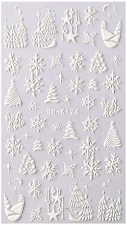 BLMIEDE Tırnak Bakımı Yapışkanlı Etiket Renkli Kar Tanesi Santa Kardan Adam Çan Noel Ağacı Noel Şapka Balon Aşk 5D