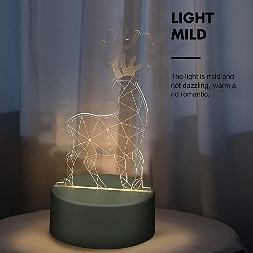 PRETYZOOM Ev Dekor 3D Illusion Lamba LED Geyik Sıcak Gece Lambası Akrilik Masa Ren Geyiği Hayvan Lambası noel ev
