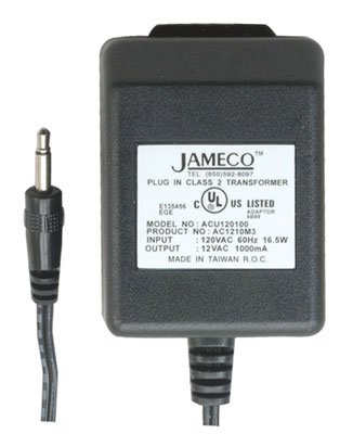 Jameco Reliapro ACU120100Z9121 AC AC Duvar adaptör transformatörü 12 VAC @ 1000 mA Düz, 3.5 mm Erkek Fiş, Siyah