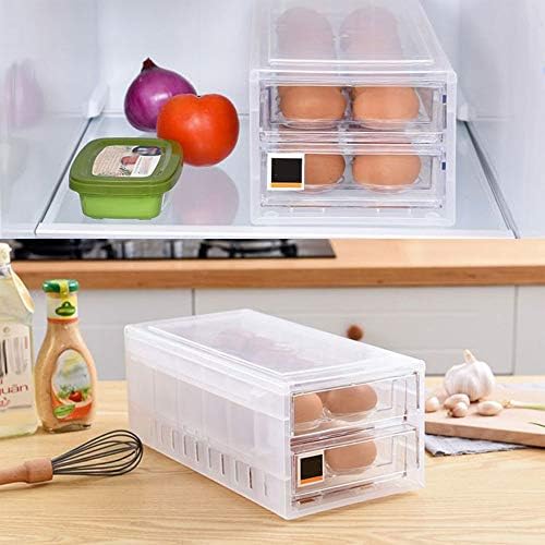 Buzdolabı Yumurta saklama kutusu, Çekmece Çift katmanlı İstiflenebilir Buzdolabı yumurta düzenleyici, Buzdolabı taze