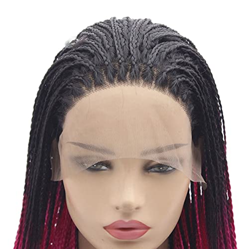 Sentetik Dantel ön örgülü peruk Kadınlar için saç Örgülü peruk Dantel Ön Örgü peruk Mor Uzun Sentetik Saç Büküm Örgüler