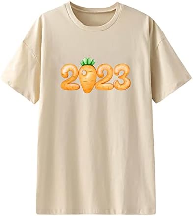 Üst Tee Bayanlar için Yaz Sonbahar Kısa Kollu 2023 Elbise Ekip Boyun Grafik Casual Bluz 0G 0G