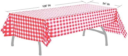 BRİCHBROW Adet 2 Kırmızı ve Beyaz Premium Plastik Damalı Bayrak Masa Örtüleri Piknik Masa Örtüleri, Masa Örtüleri