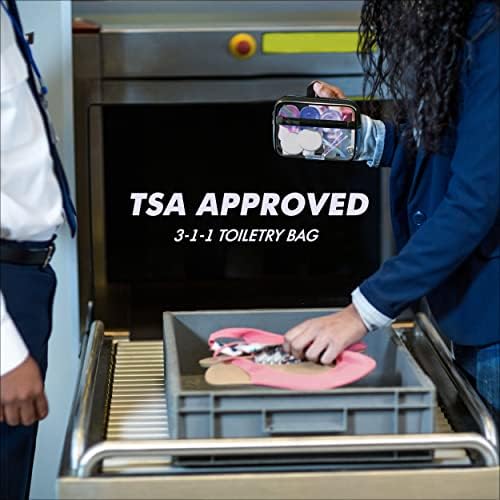 TSA Onaylı Tuvalet Çantası 3-1-1 Saplı Şeffaf Seyahat Kozmetik Çantası-Fermuarlı Quart Boy Çanta-El Bagajı Sıvılar