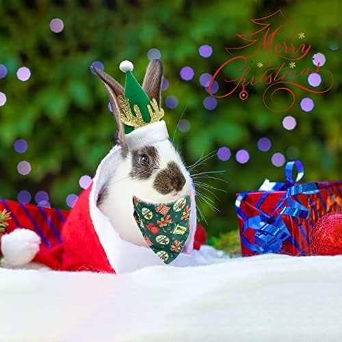 CooShou Noel Kobay Bandanalar Şapka Tavşan Üçgen Eşarp Küçük Hayvanlar Noel Kostüm Noel Kırmızı Yeşil Hediye Desen