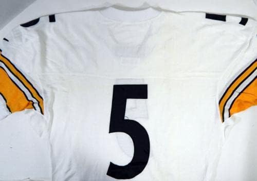 1998 Pittsburgh Steelers 5 Oyunu Verilen Beyaz Forma 48 DP21178 - İmzasız NFL Oyunu Kullanılmış Formalar