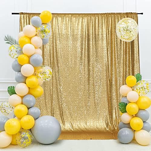 Ebedi Güzellik Amber Altın Pullu Düğün Zemin Fotoğraf Arka Plan Parti Perde, 7Ft X 7Ft