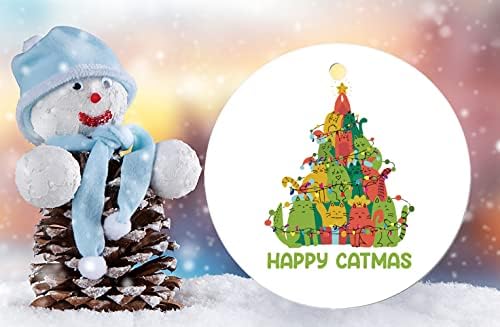 godblessign mutlu Catmas noel süs komik kedi noel ağacı porselen hatıra asılı süslemeleri için ışıkları ile çift