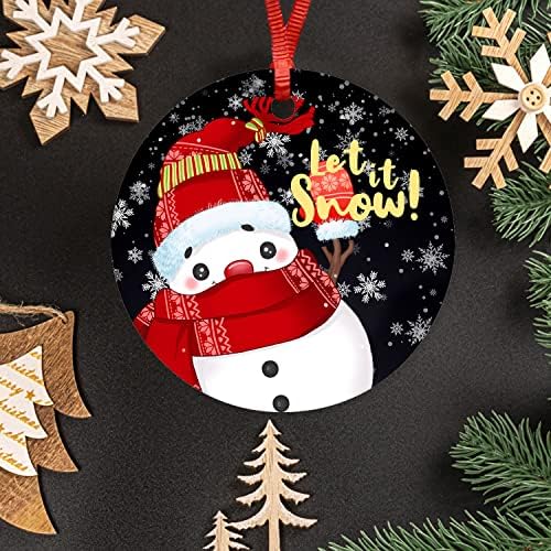 Noel Kar Yağsın Yuvarlak Seramik Süs Kardan Adam Noel Düz Porselen Hatıra Bebek Yeni Ebeveynler için Noel Ağacı Süsleri