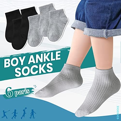 Çocuk Boys Ayak Bileği Çorap Düşük Kesim Atletik Pamuk spor çoraplar Küçük Çocuklar İçin 6 Pairs
