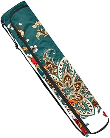 RATGDN Yoga Mat Çantası, Paisley ve Kuşlar Çiçekler Egzersiz Yoga matı Taşıyıcı Tam Zip Yoga Mat Taşıma Çantası Ayarlanabilir