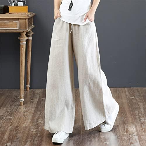2023 Yeni Keten Pantolon Kadınlar için, Plaj Hafif Geniş Bacak Uzun Yoga Palazzo Tam Boy Salon Pantolon Kadınlar