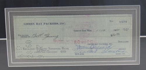 Vince Lombardi İmzalı Otomatik İmza Çerçeveli Çek w/ 14x19 Fotoğraf JSA XX38386 - NFL Kesim İmzaları