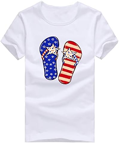 T Shirt Kadın Büyük Rahat Kısa Moda Gömlek T Amerikan Baskılı Bayrak Günü Kollu Kadın Bağımsızlık Üst kadın