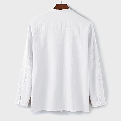 Bluz Pamuk erkek Kollu Yaz Nefes Üstleri Uzun Keten Gömlek erkek Bluz Erkek Elbise T Shirt