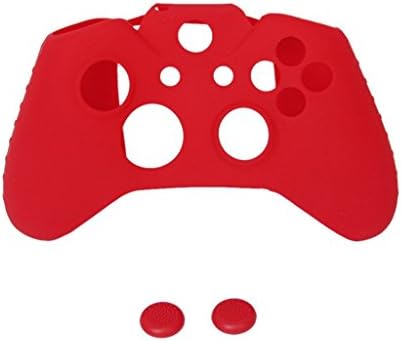 Blabroge Koruyucu Yumuşak silikon deli kılıf Kapak + 2 Kapaklar XBOX ONE Oyun Denetleyicisi Joystick (Kırmızı)