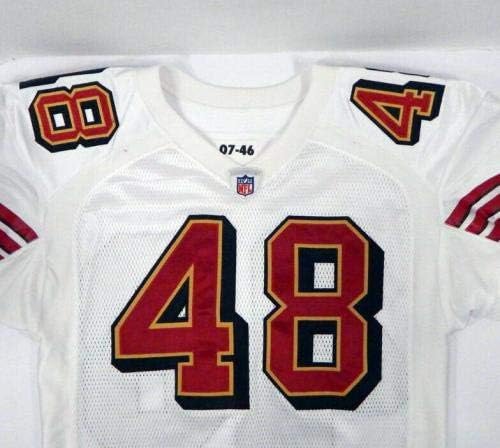 2007 San Francisco 49ers Cooper Wallace 48 Oyun Verilmiş Beyaz Forma DP06365 - İmzasız NFL Oyunu Kullanılmış Formalar