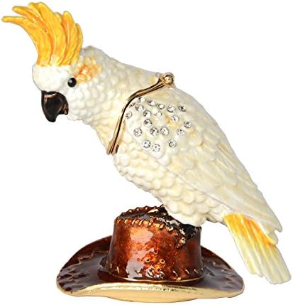 MİXDOM Kardinal Papağan Biblo Kutusu Mücevher Kutusu El Boyalı Dekoratif Kutu Menteşeli Kapaklı Yüzük Küpe Tutucu