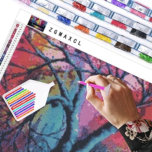 ZGmaxCL Elmas Sanat Boyama Kitleri DIY Yetişkinler için Yeni Başlayanlar Yuvarlak Tam Matkap Renkli Orman Taklidi