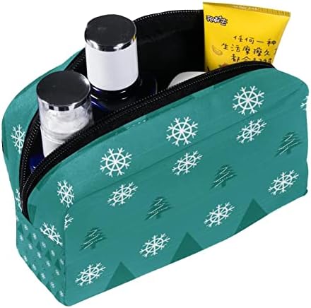 TBOUOBT Makyaj Çantası Seyahat kozmetik çantası Kılıfı Çanta Çanta Fermuarlı, yeşil Noel ağacı kar tanesi