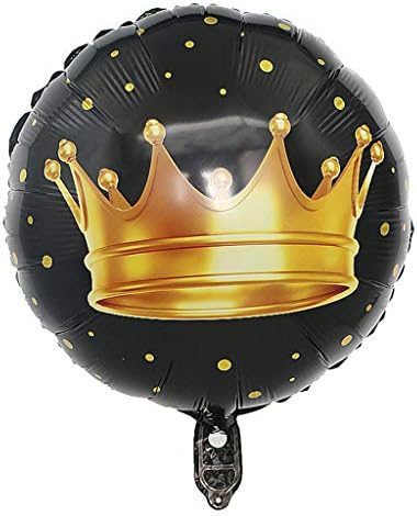 JANOU Taç Balonlar 18 İnç Folyo Helyum Yuvarlak Siyah Balonlar Doğum Günü Düğün Bebek Duş Parti Dekorasyon Paketi