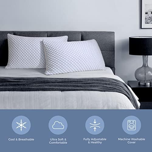 OSBED Parçalanmış Hafızalı Köpük Yastıklar King Size 2'li Set, Uyku için Soğutma Yastıkları 2'li Paket, Ayarlanabilir
