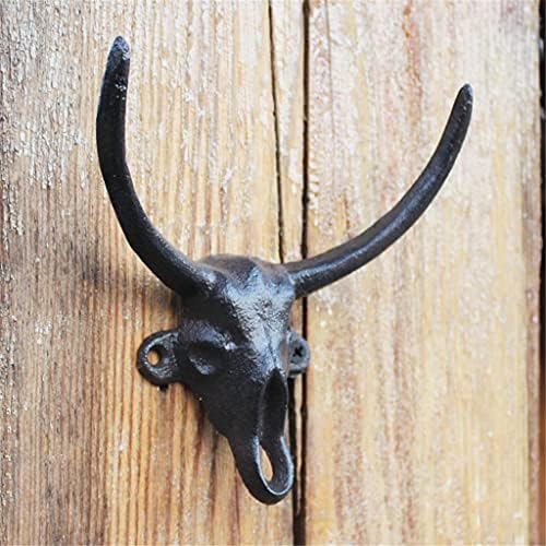 WALNUTA Vintage Bull Başkanı Dökme Demir Duvar Kanca ile 2 Askıları Ülke Çiftlik Aksan Ev Bahçe Dekor Duvara Monte