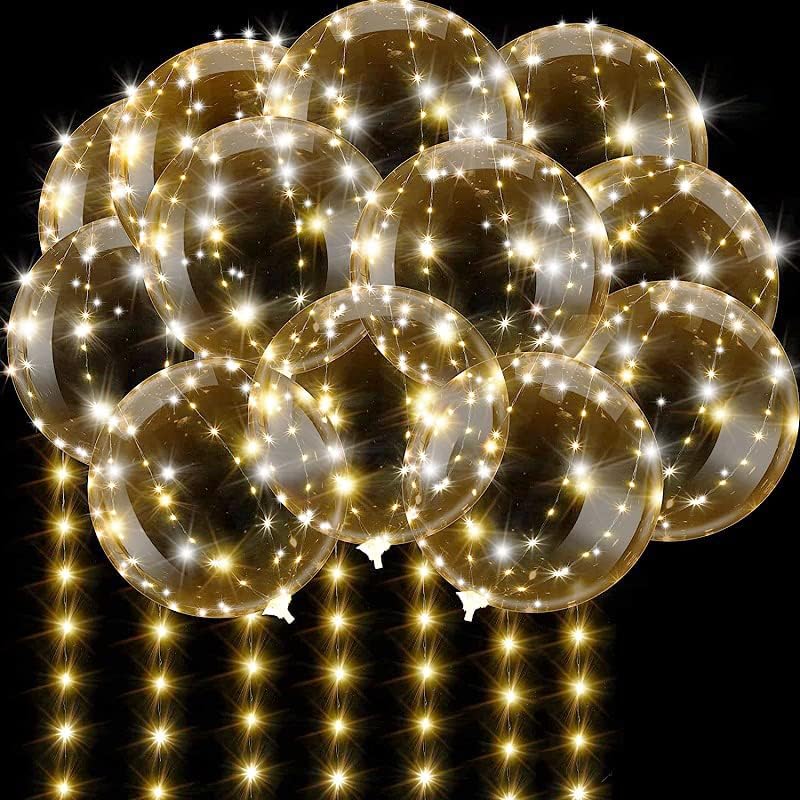 Light Up Led Balonlar, 12 Paket Parti Balon Pil 22 İnç 3 Modu Yanıp Sönen Dize Işıklar Temizle Balon, Doğum Günü