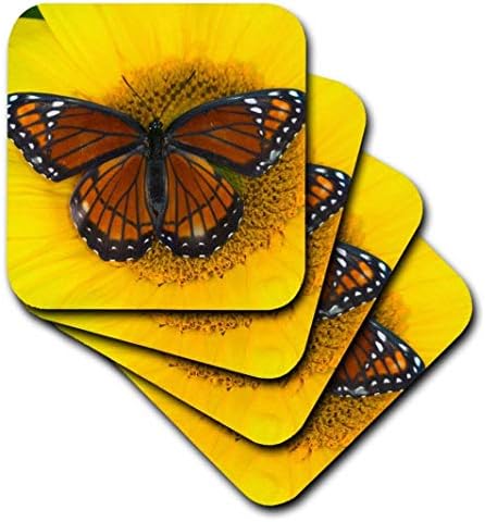 3dRose Vali Kelebeği, Monarch Kelebeğinin bir taklidi 01-Yumuşak Bardak Altlığı, 8'li set