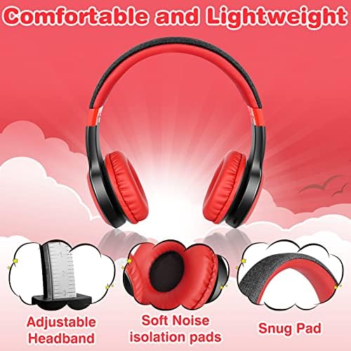 Woice Çocuklar Blutooth Mikrofonlu kulaklıklar, renkli LED ışıklar, Stereo ses, Bluetooth5. 0, Katlanabilir Kulak