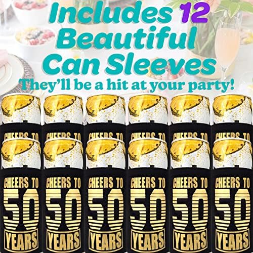 Ince Seltzer Can Soğutucu 12 Paket, Erkekler için Mutlu 50. Doğum Günü Partisi Süslemeleri, Yalıtımlı Kollu Babamın