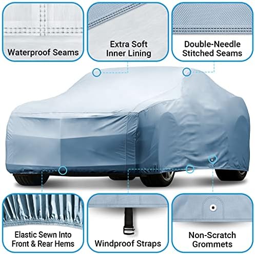 iCarCover Uyar: [Ford Mustang Cabrio] 2015-2022 Tam Araba Kılıfı Su Geçirmez Tüm Hava Koşullarına Dayanıklı Özel