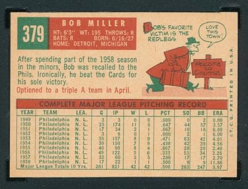Parlak Gevrek Sgc 8.5 Nm-nane + Bob Miller 1959 Topps 379 Kademeli Eski Mlb Tphlc-Beyzbol Slabbed Eski Kartlar