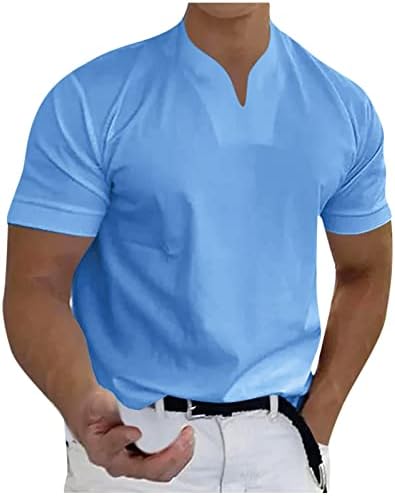 DuDubaby Erkek Slim Fit T Shirt Rahat Düz Renk V Yaka beyefendi Iş Uzun Kollu T-Shirt