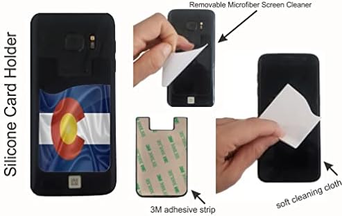 Colorado Eyalet Bayrağı Tasarım-Silikon 3 M Yapıştırıcı Kredi Kartı Stick-on Cüzdan Kılıfı için iPhone / Galaxy Android