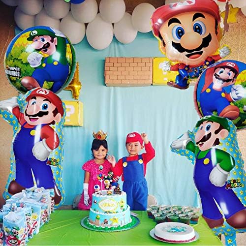 5 adet Süper Mario Kardeşler alüminyum folyo balonlar, Süper Mario Kardeşler tema parti, çocuklar doğum günü partisi