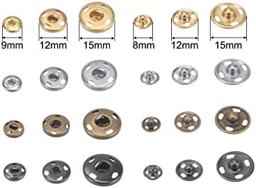 uxcell Sew-on Yapış Düğmeler, 180 Takım 3 Boyutu Bakır Metal Yapış Bağlantı Elemanları Basın Çiviler Düğmeler Dikiş