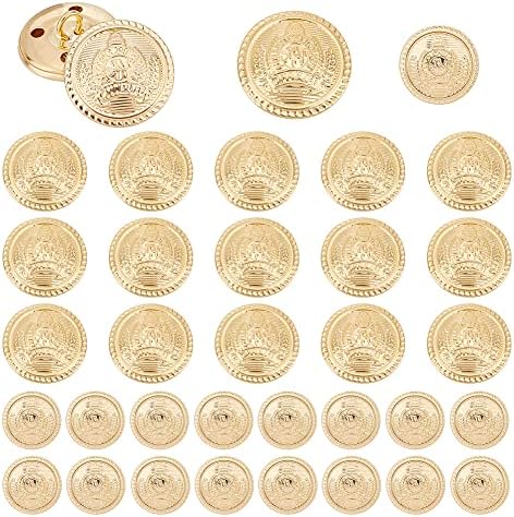 PH PandaHall 40 adet Metal Blazer Düğme Seti 2 Boyutları 4 Delikli Pirinç Düğmeler Altın Dikiş Düğmeleri Vintage