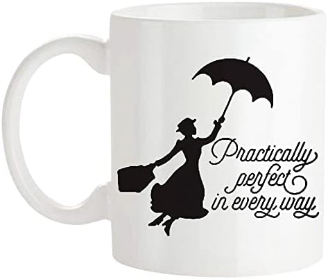 Fonhark-Mary Poppins Kupa, Her Yönden Pratik Olarak Mükemmel, 11 Oz Yenilik Kahve Kupa / Fincan, Beyaz