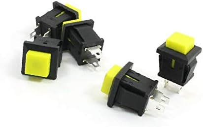 X-DREE 5 x Sarı Kapak Kare Anlık 2-Terminal basmalı düğme anahtarı SPST(5 x İnterruttore bir pulsante momentaneo