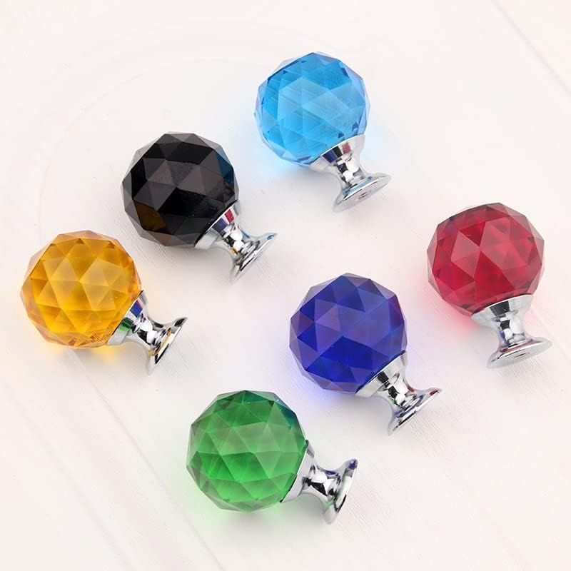 30mm Top Şekli Tasarım Kristal Cam Topuzlar Dolap Çekmece Çekme Mutfak Dolabı kapılı gardırop Kolları Donanım - (Renk: