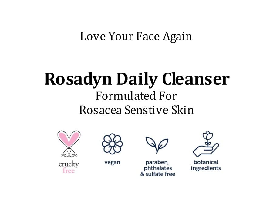 Rosadyn + Krem Temizleyici Hassas Ciltler ve Rosacea için 2'li Paket Nazik Kurumayan Organik Yüz Yıkama-Yatıştırıcı