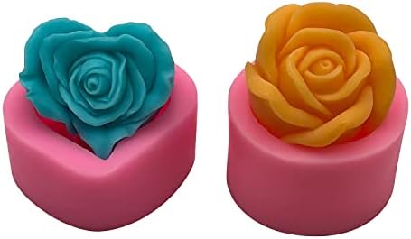 Monquı 2 Paket 3D Gül Çiçek Silikon Mum Kalıpları Çikolata Kalıpları Sabun Kalıpları Alçı Kalıpları Reçine Kalıpları