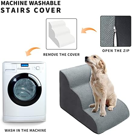 Küçük Köpekler için Köpek Merdivenleri - CertiPUR-ABD Sertifikalı Köpük Evcil Hayvan Merdivenleri-Yüksek Yatak, Kanepe