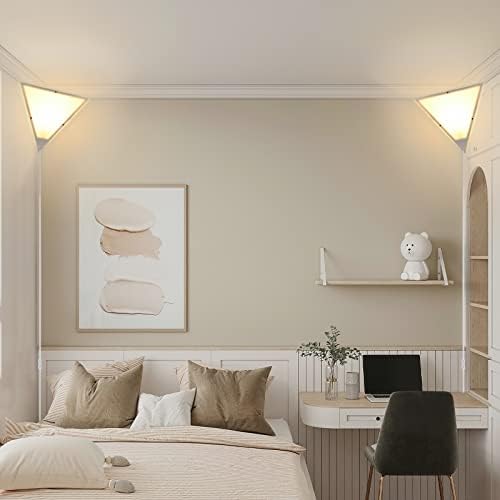 Oturma Odası için köşe ışıkları, Modern Köşe Tavan lambası Fikstürü Akrilik Beyaz Gölgeli Üçgen Köşe Duvar Lambası