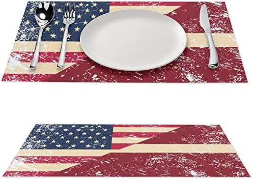 Amerikan ve Letonya Retro Bayrağı PVC Masa Paspaslar Yıkanabilir Placemats Masa Örtüsü masa pedi için yemek masası