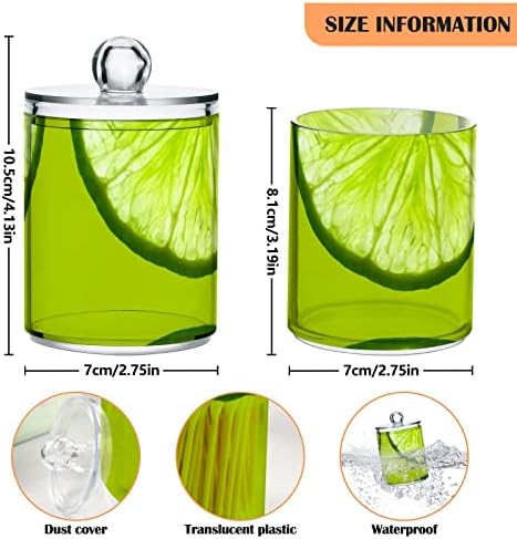 Nane Yeşili Üzerinde YYZZH Taze Limon Meyve Limon Dilimi Pamuklu Çubuk Topu Yuvarlak Pedler İpi için 4 Paket Qtip