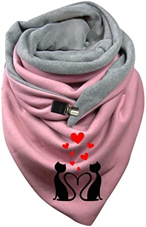 KEUSN Atkı Kadınlar için Kış Sıcak Düğme Wrap Baskı Rahat Moda Yumuşak Sıcak Şal Kadın Eşarp Battaniye Pamuk Eşarp